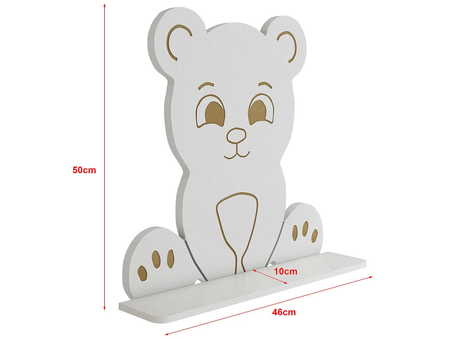 Étagère murale Korsør pour enfant forme ours 50 x 46 x 11 blanc [en.casa]