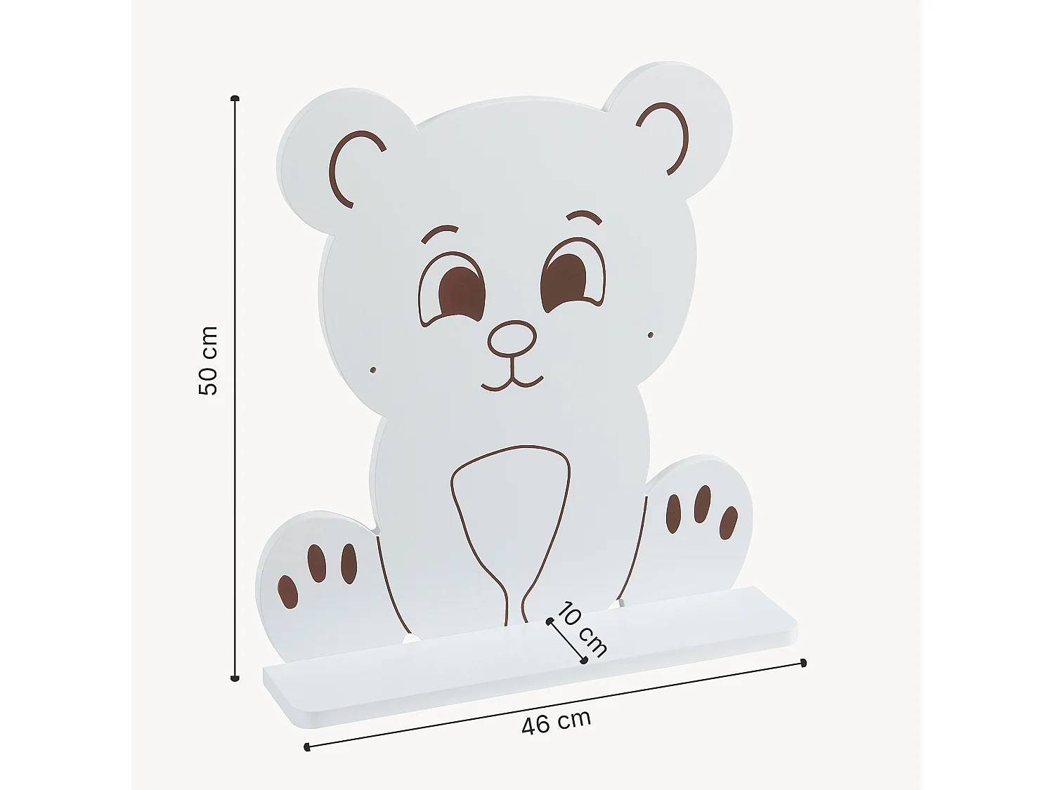 Étagère murale Korsør pour enfant forme ours 50 x 46 x 11 blanc [en.casa]