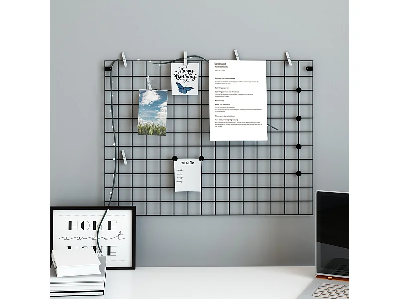 Panneau de grille Sæby mural 75 x 55 cm noir [en.casa]