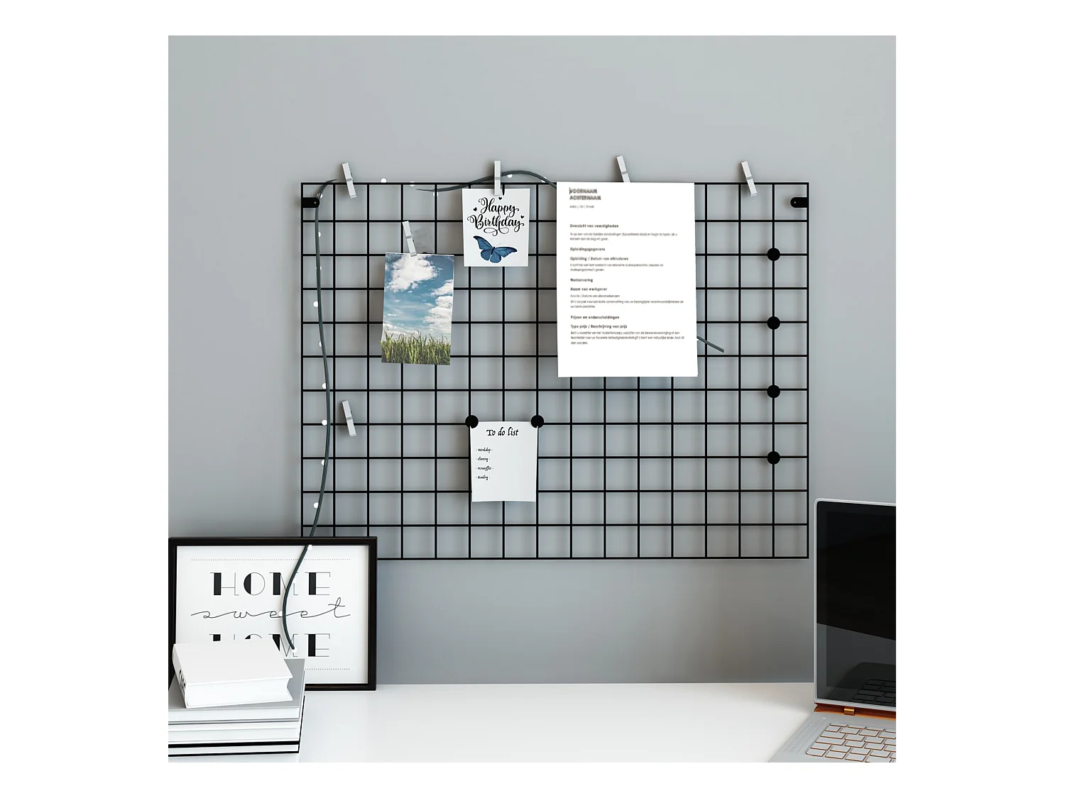 Panneau de grille Sæby mural 75 x 55 cm noir [en.casa]