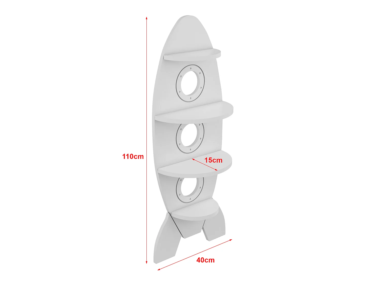Étagère murale Skanderborg pour chambre d’enfant 4 niveaux 110 x 40 x 15,8 cm forme fusée [en.casa]