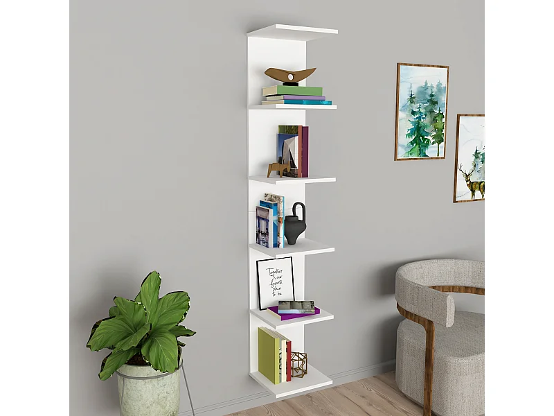 Étagère murale Surahammar à 6 niveaux 180 x 34,5 x 30 cm blanc [en.casa]