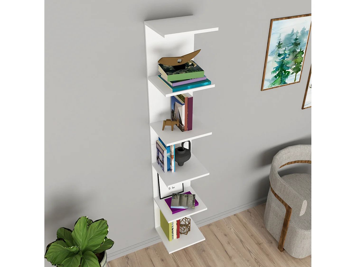 Étagère murale Surahammar à 6 niveaux 180 x 34,5 x 30 cm blanc [en.casa]