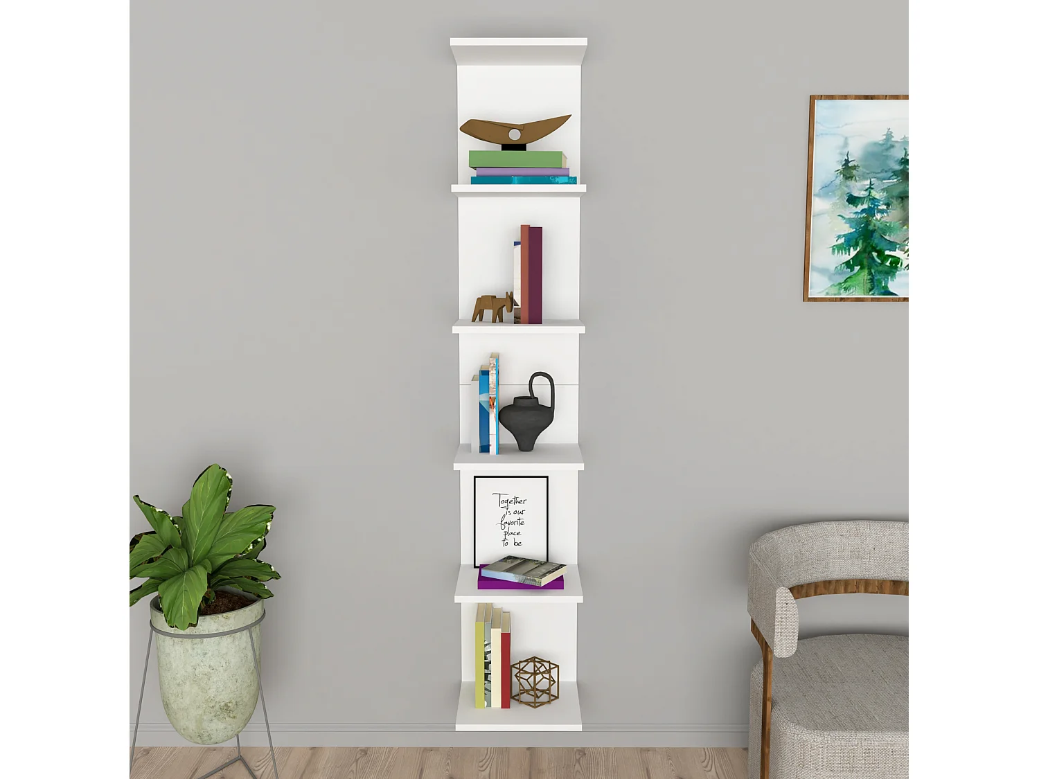 Étagère murale Surahammar à 6 niveaux 180 x 34,5 x 30 cm blanc [en.casa]