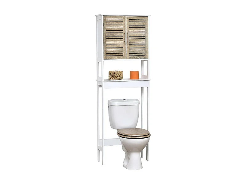Meuble dessus de Toilettes WC 2 Portes 1 Etagère et 1 Tablette H 179 cm - Stockholm