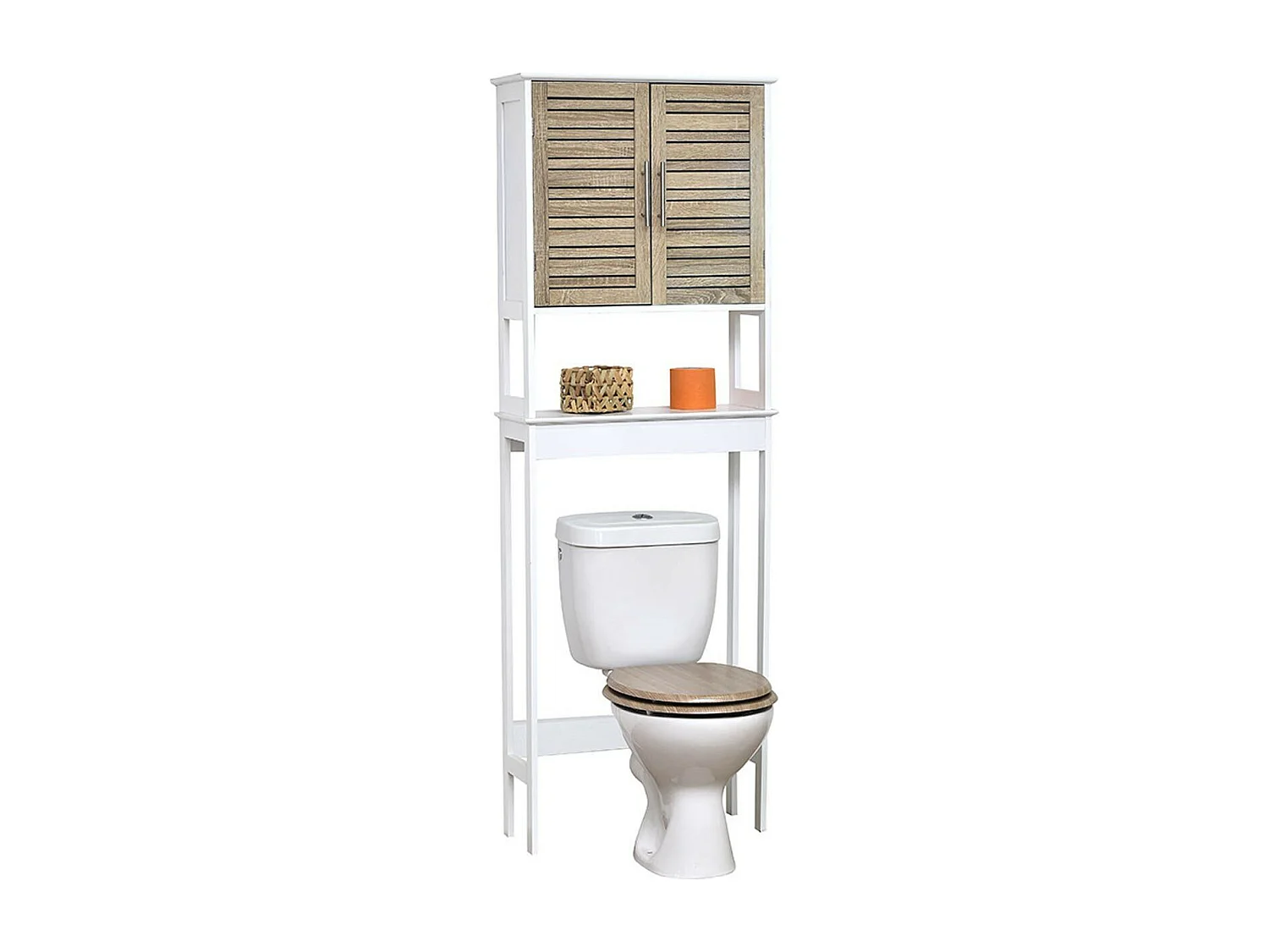 Meuble dessus de Toilettes WC 2 Portes 1 Etagère et 1 Tablette H 179 cm - Stockholm