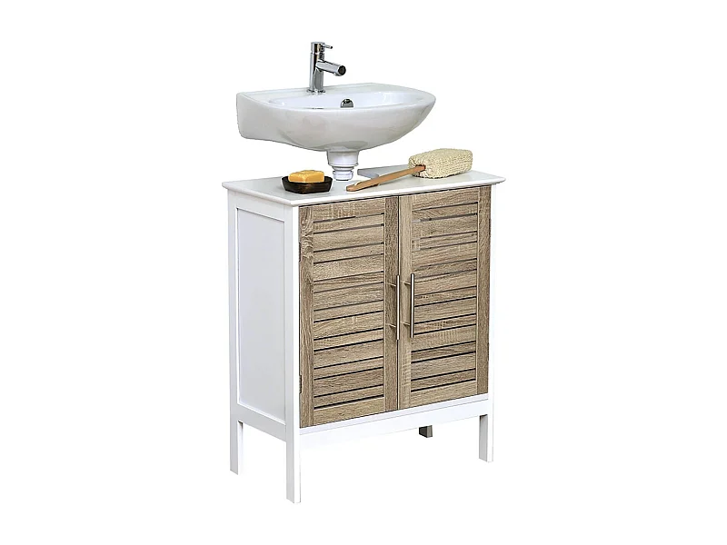 Meuble sous lavabo 2 Portes et 1 Etagère intérieure H 70 cm -  Stockholm