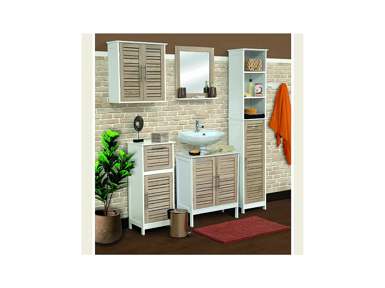 Meuble sous lavabo 2 Portes et 1 Etagère intérieure H 70 cm -  Stockholm