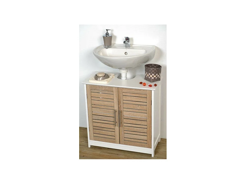Meuble sous lavabo 2 Portes et 1 Etagère intérieure H 70 cm -  Stockholm