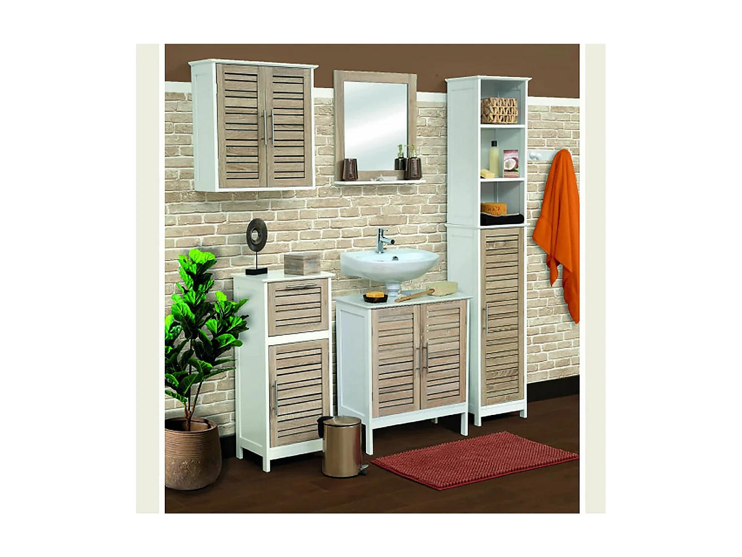 Meuble sous lavabo 2 Portes et 1 Etagère intérieure H 70 cm -  Stockholm