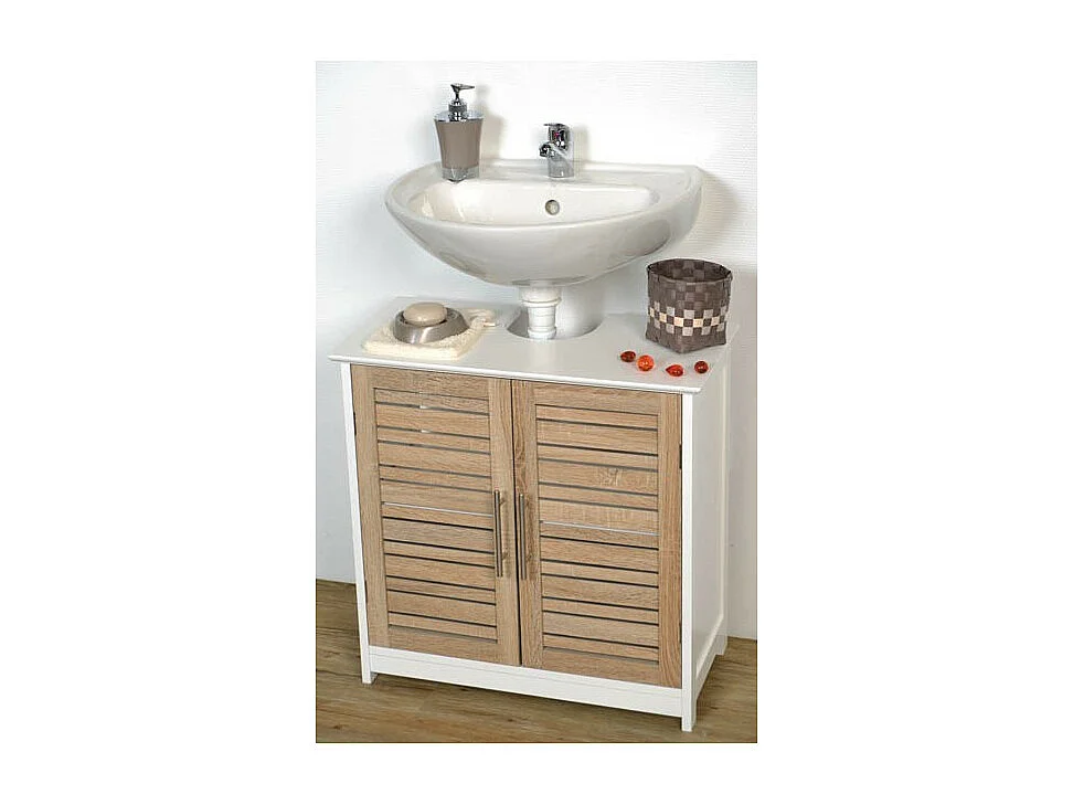 Meuble sous lavabo 2 Portes et 1 Etagère intérieure H 70 cm -  Stockholm