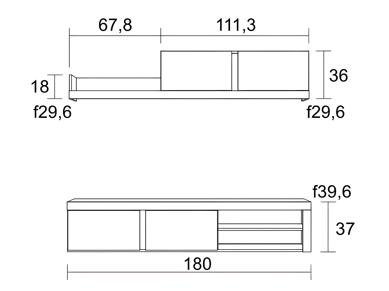 Lounge Furniture, IDEM -model, 200x40x180cm, Muurschildering Samenstelling, Eik en zwart, Moderne stijl