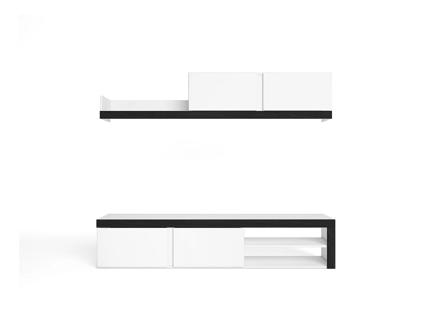 Salon IDEM "Blanco" - Ensemble de Meubles - Blanc/Noir 200x40x180cm