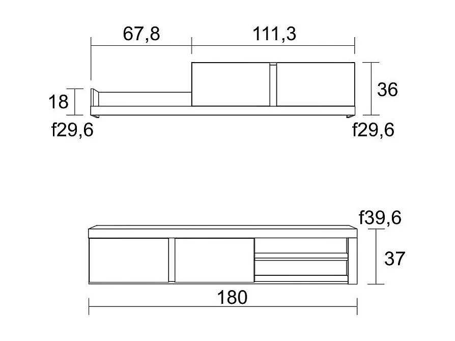 Salon IDEM "Blanco" - Ensemble de Meubles - Blanc/Noir 200x40x180cm