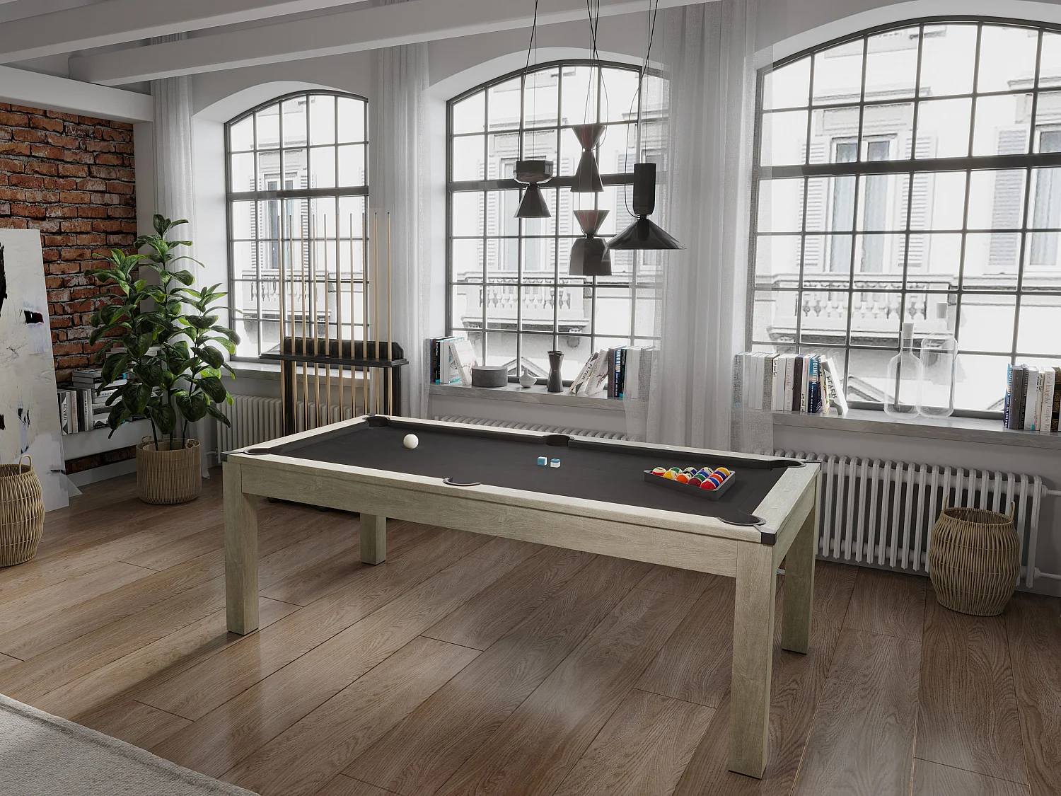 Table transformable  Billard & Ping-pong - Coloris naturel clair - L182 x l102 x H80 cm - HENK