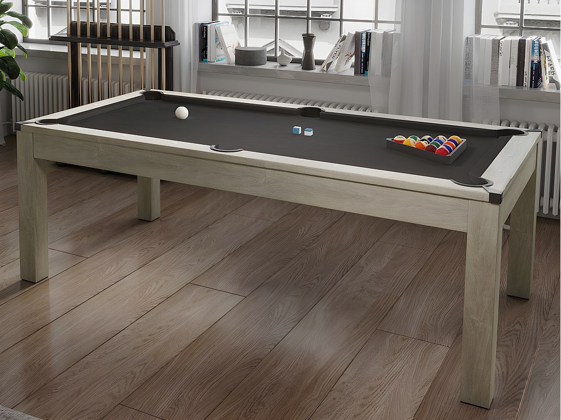 Table Transformable Billard & Ping-pong Balthazar - 2 En 1 - 8 Places - Style Industriel Gris