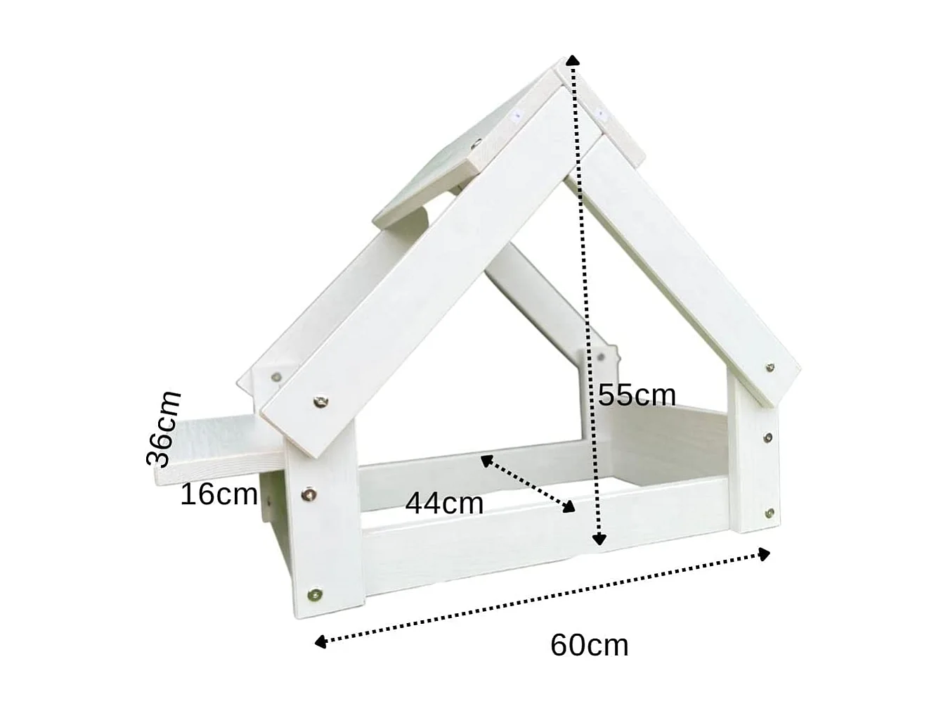 Niche pour chien d'intérieur couleur blanche - Lit avec cadre en bois naturel FSC, 60x44x55cm