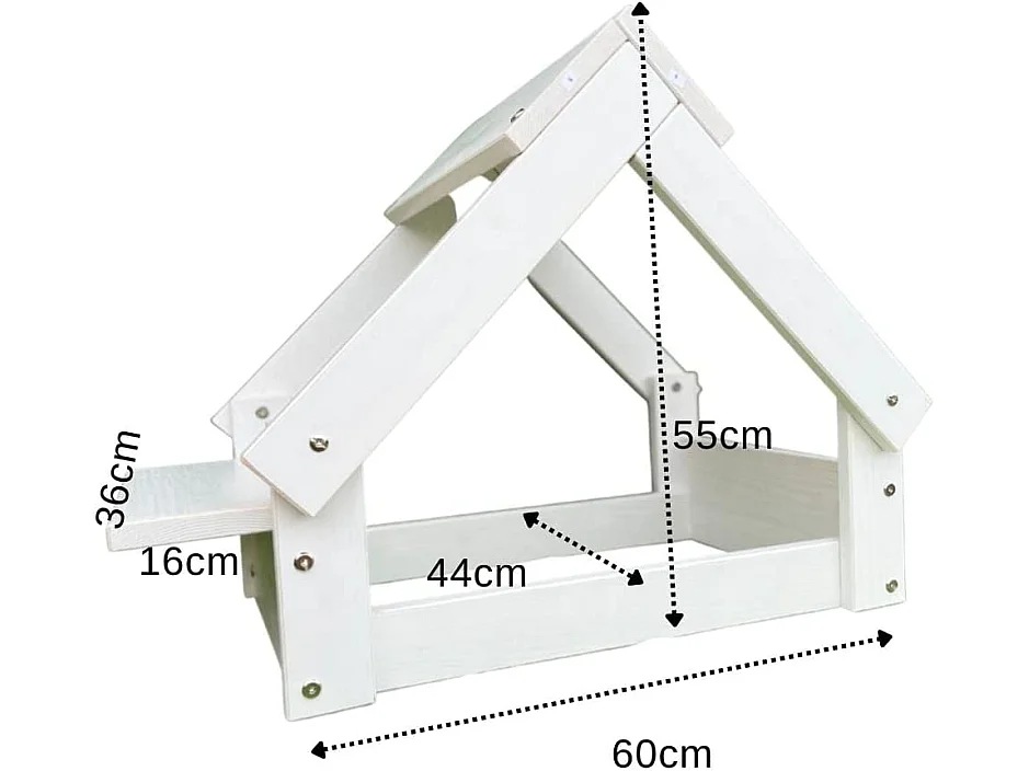 Niche pour chien d'intérieur couleur blanche - Lit avec cadre en bois naturel FSC, 60x44x55cm