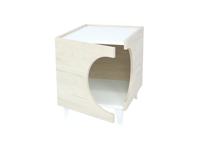 Pet Table, Ellie Model, 46,8x37x40 cm, Eetkamer, Eik en wit, Noordse stijl