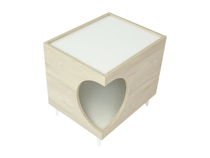 Pet Table, Ellie Model, 46,8x37x40cm, Eetkamer, Eik en wit, Noordse stijl