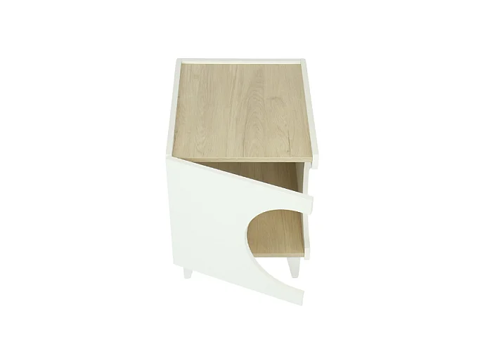 Beistelltisch - Hunde und Katzenhaus ELLIE - Weiß/Eiche - Seiteneingang, 1 Tür - Hunde- und Katzenschrank, für Katzenklo - 46x37x49cm