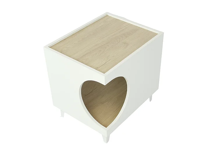 Pet Table, Ellie Model, 46,8x37x40cm, Eetkamer, Wit en eiken, Noordse stijl