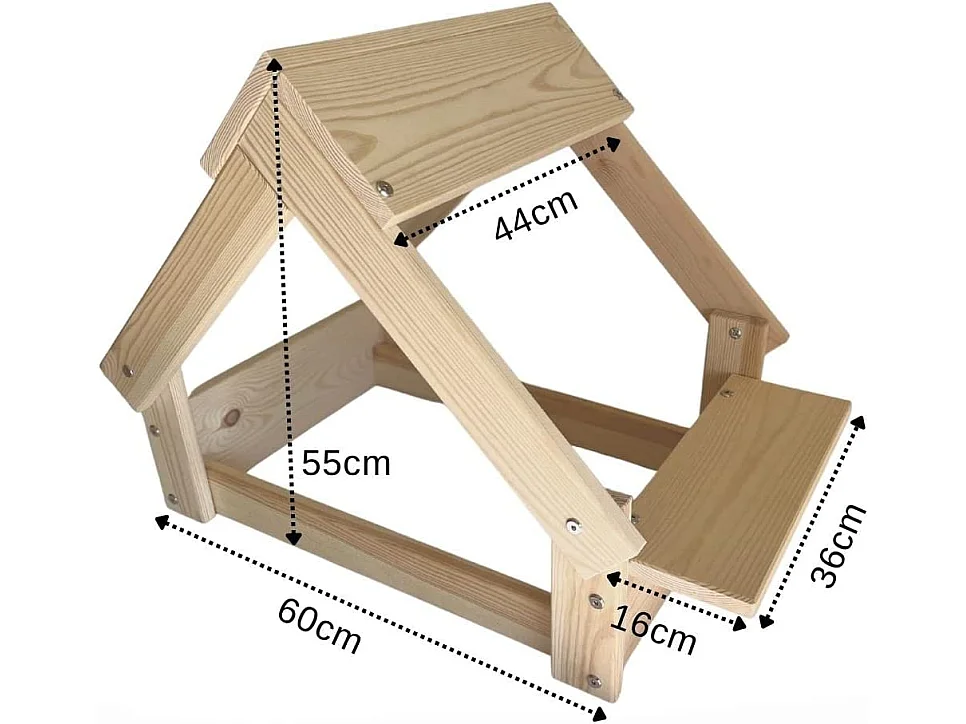 Niche pour chien d'intérieur couleur naturelle - Lit avec cadre en bois naturel FSC, 60x44x55cm