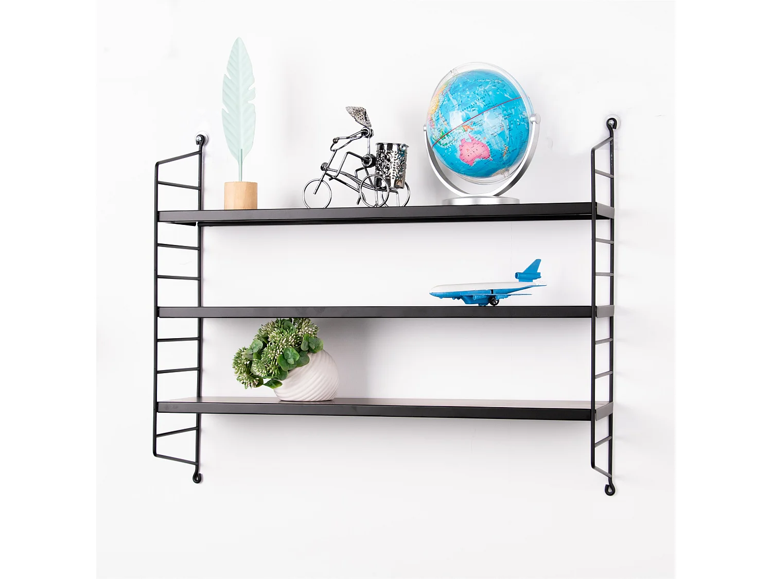 Étagère murale Strängnäs à 3 niveaux 50 x 60 x 15 cm Noir [en.casa]