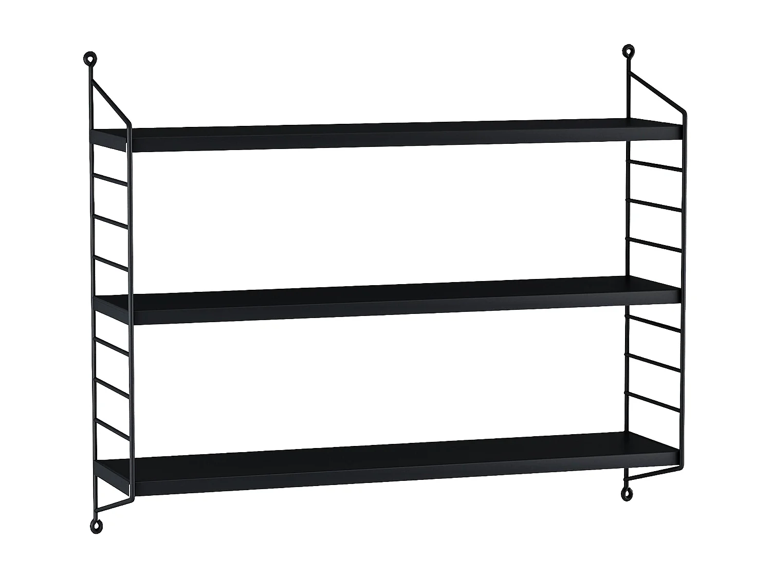 Étagère murale Strängnäs à 3 niveaux 50 x 60 x 15 cm Noir [en.casa]