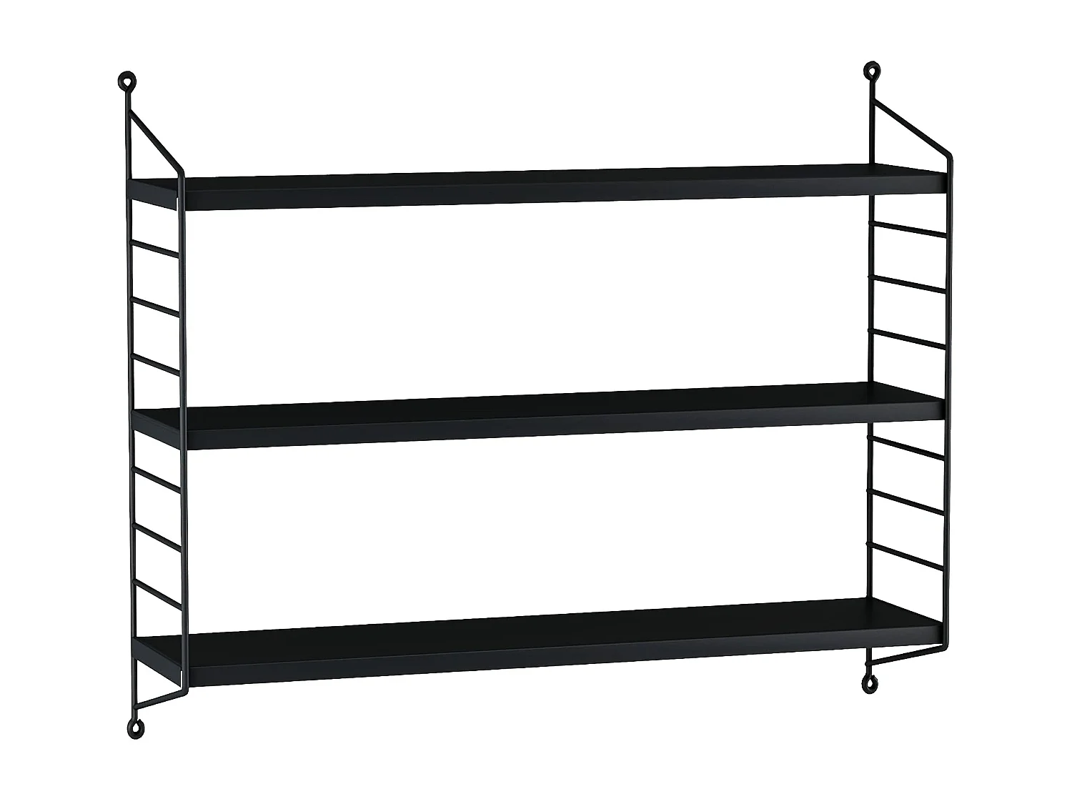 Étagère murale Strängnäs à 3 niveaux 50 x 60 x 15 cm Noir [en.casa]