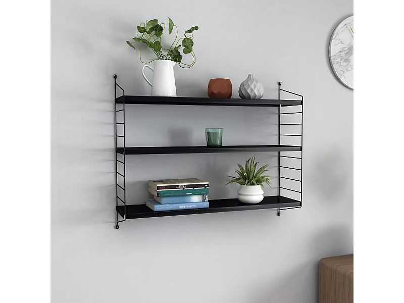Étagère murale Strängnäs à 3 niveaux 50 x 60 x 15 cm Noir [en.casa]