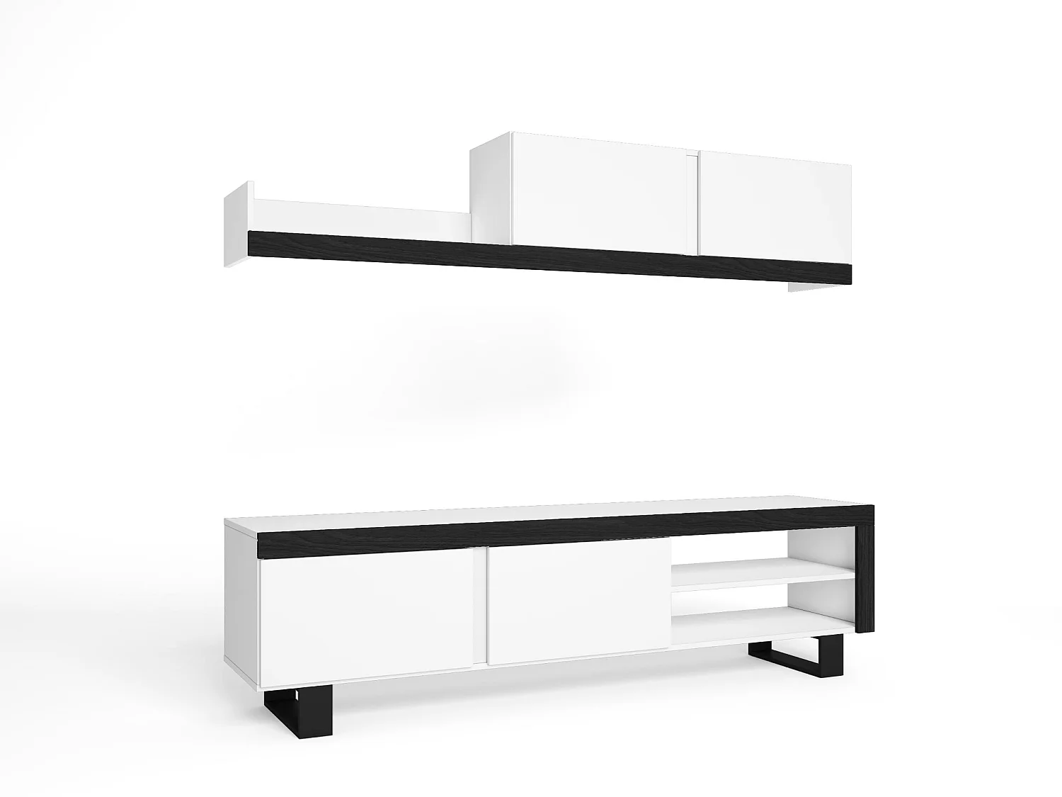 Salon IDEM - Ensemble de Meubles - Blanc et Noir 200x40x180cm
