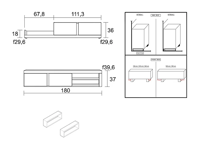 Soggiorno IDEM, Set di mobili, Unità a parete, Mobile basso TV, Sala da pranzo, Set da soggiorno Colore Bianco/Nero, 200x40x180cm