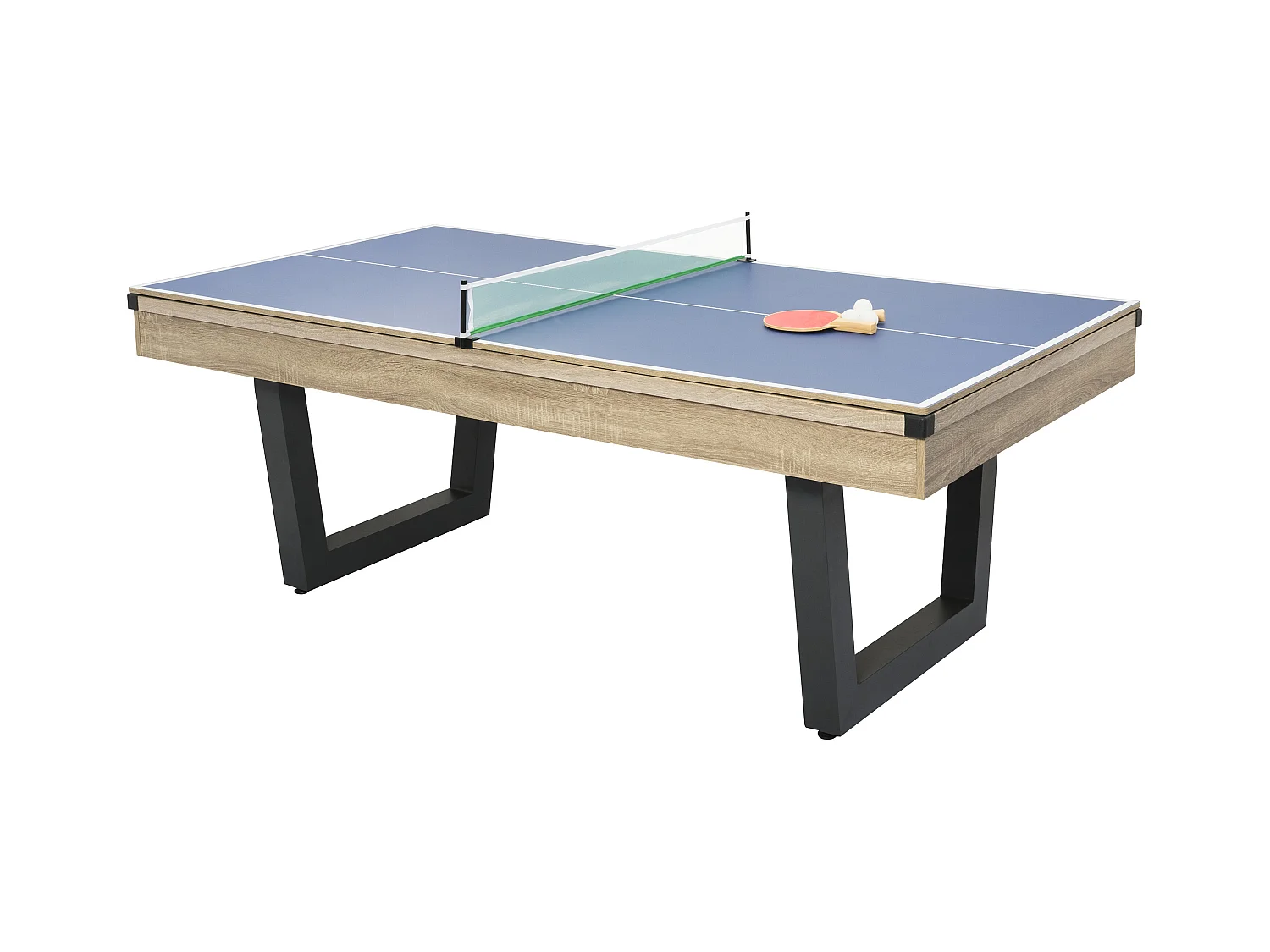 Tavolo trasformabile Biliardo e Ping pong Naturale chiaro e Nero L213,4 x P111,8 x H78,5 cm - MELIAN