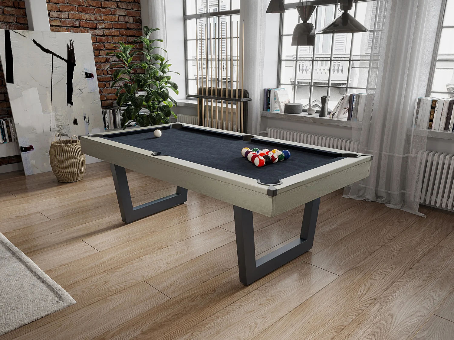 Table transformable - Billard & Ping-pong - Coloris naturel clair et noir - L213,4 x P111,8 x H78,5 cm - MELIAN