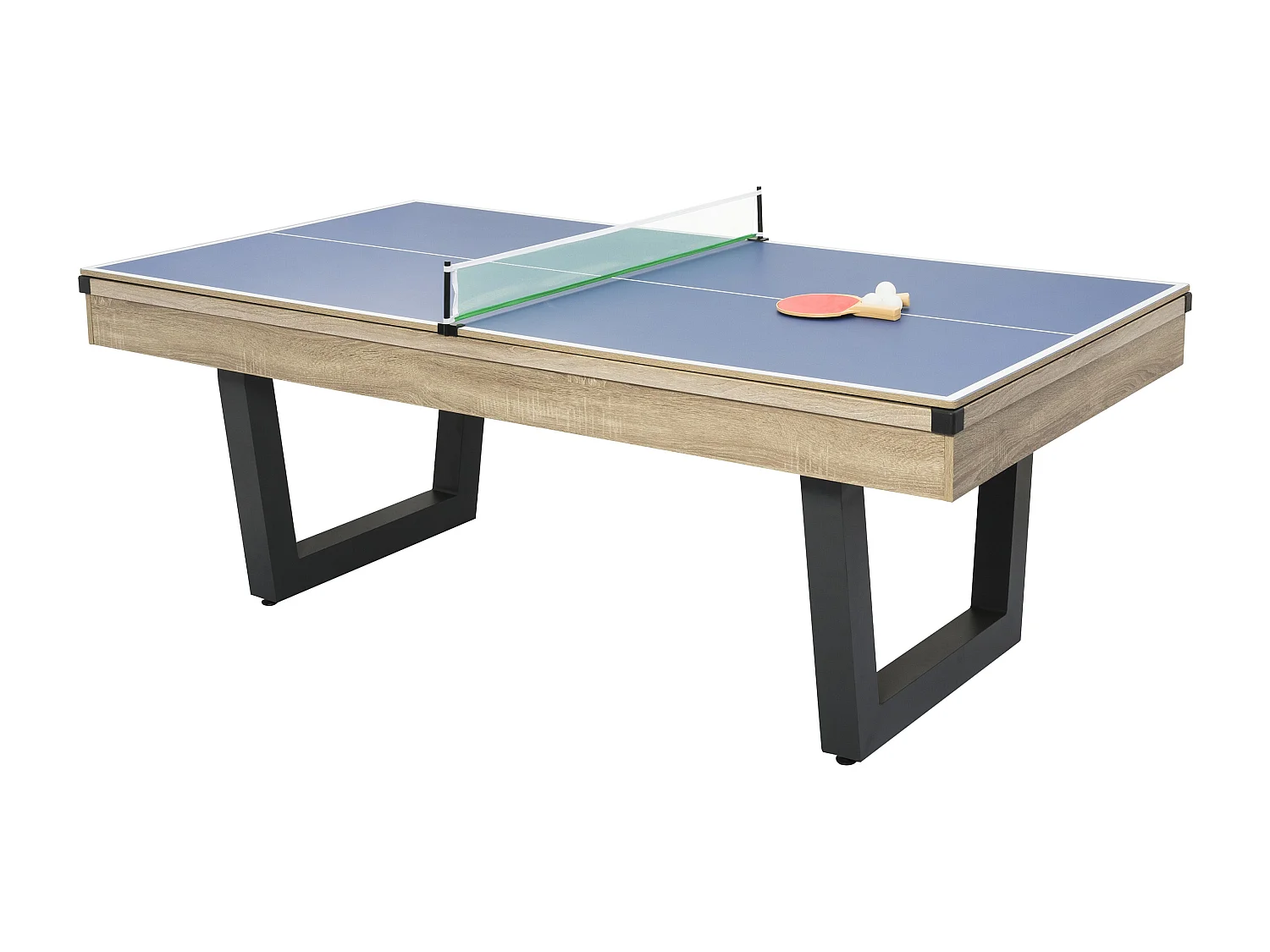 Transformeerbare tafel - Biljart & pingpong - Licht naturelkleurig en zwart - L213,4 x B111,8 x H78,5 cm - MELIAN