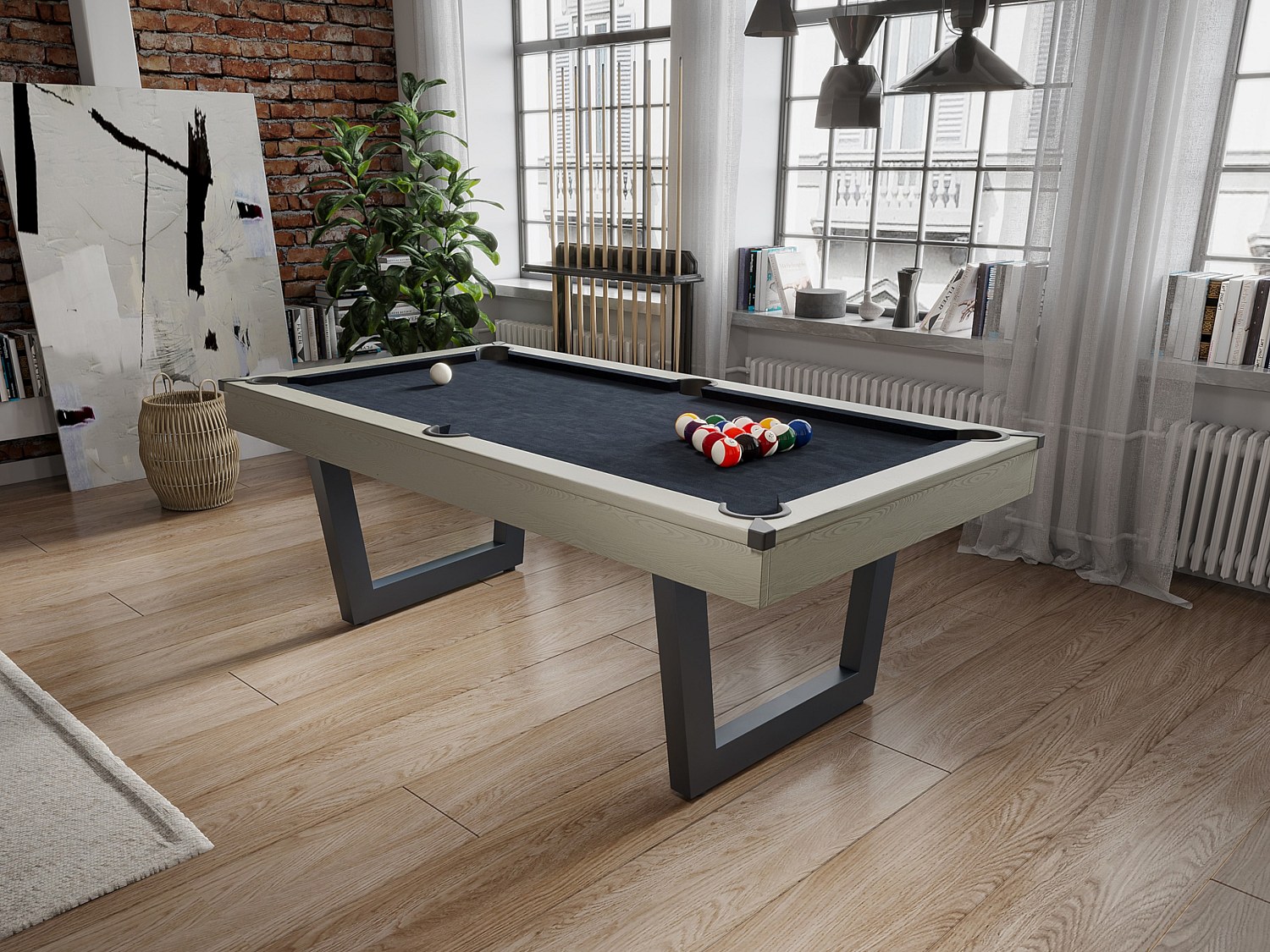 Vente-unique Multifunktionstisch - Billard & Tischtennis - 213, 4 X 111, 8 X 78, 5 Cm - Holzfarben Hell & Schwarz - Melian