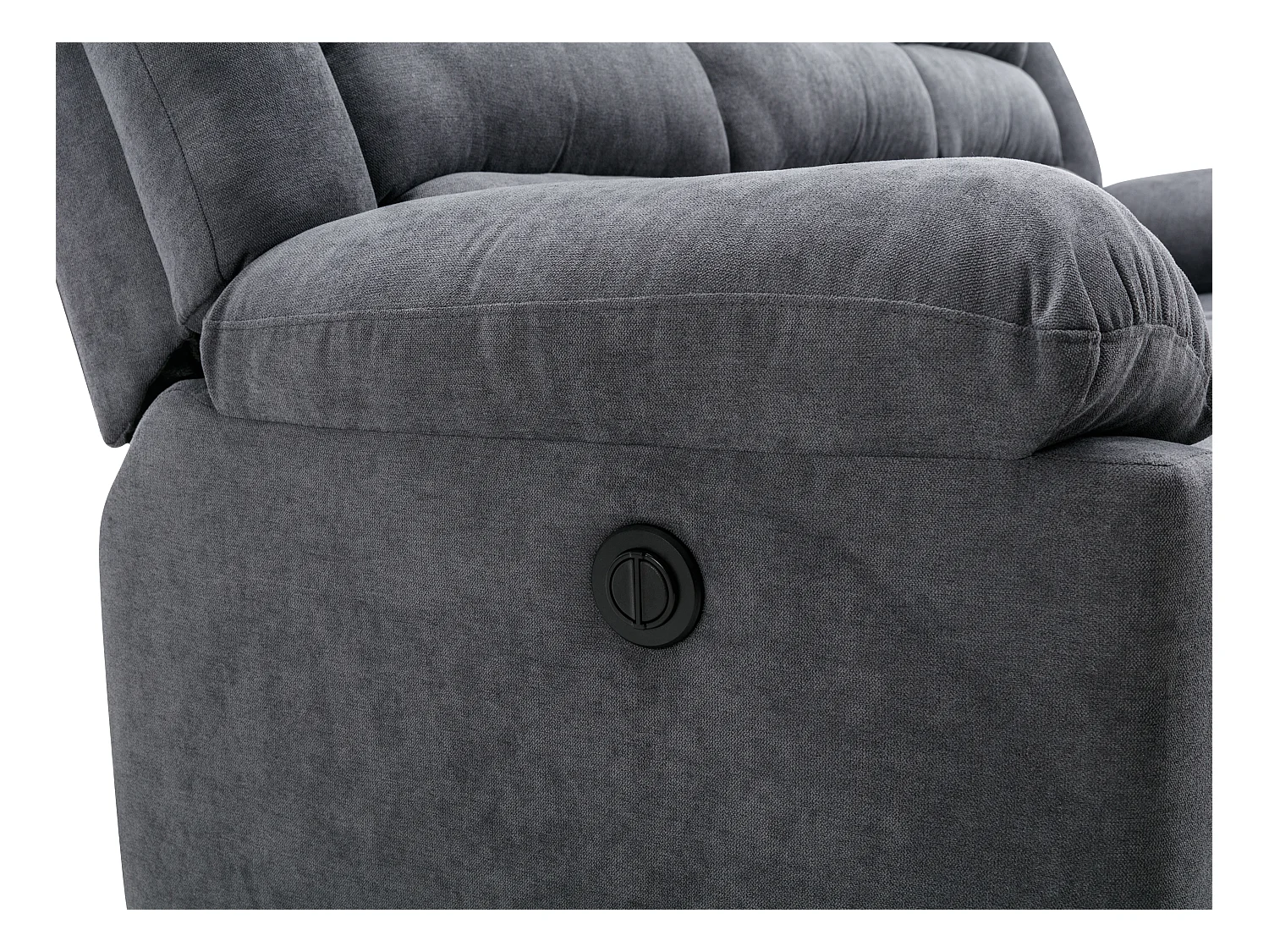 Driedelige elektrische relaxbank van grijze stoffen bekleding BUROLO