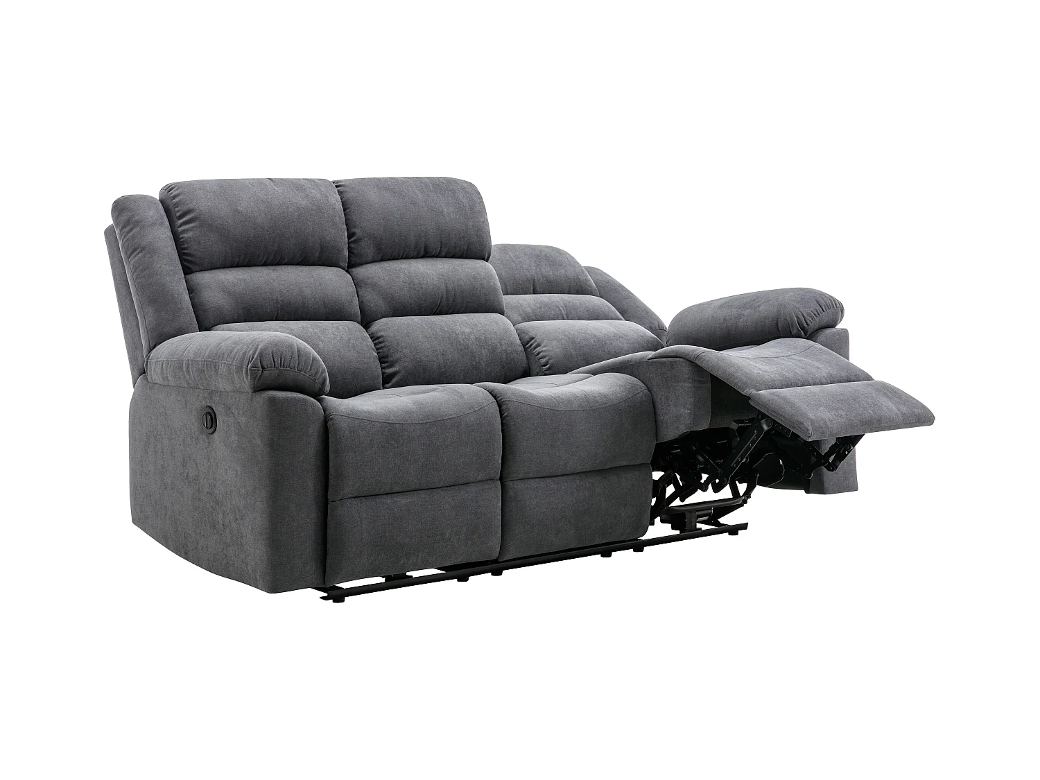Driedelige elektrische relaxbank van grijze stoffen bekleding BUROLO