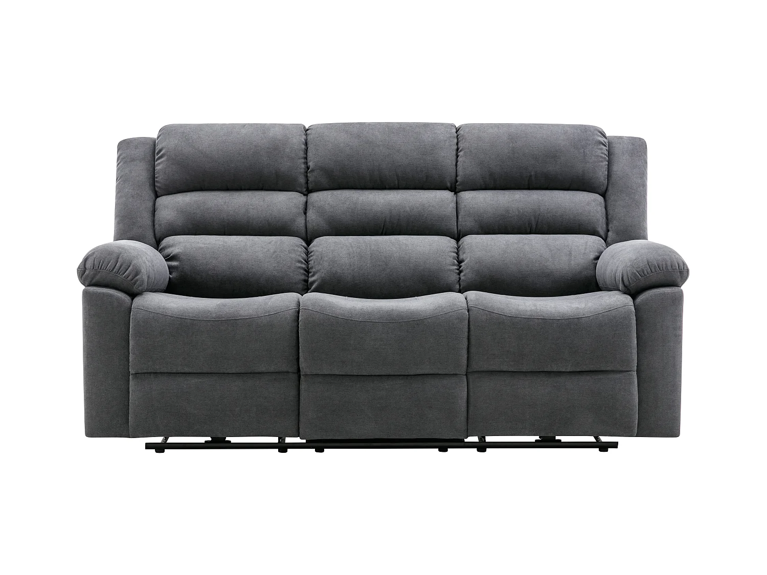 Driedelige elektrische relaxbank van grijze stoffen bekleding BUROLO