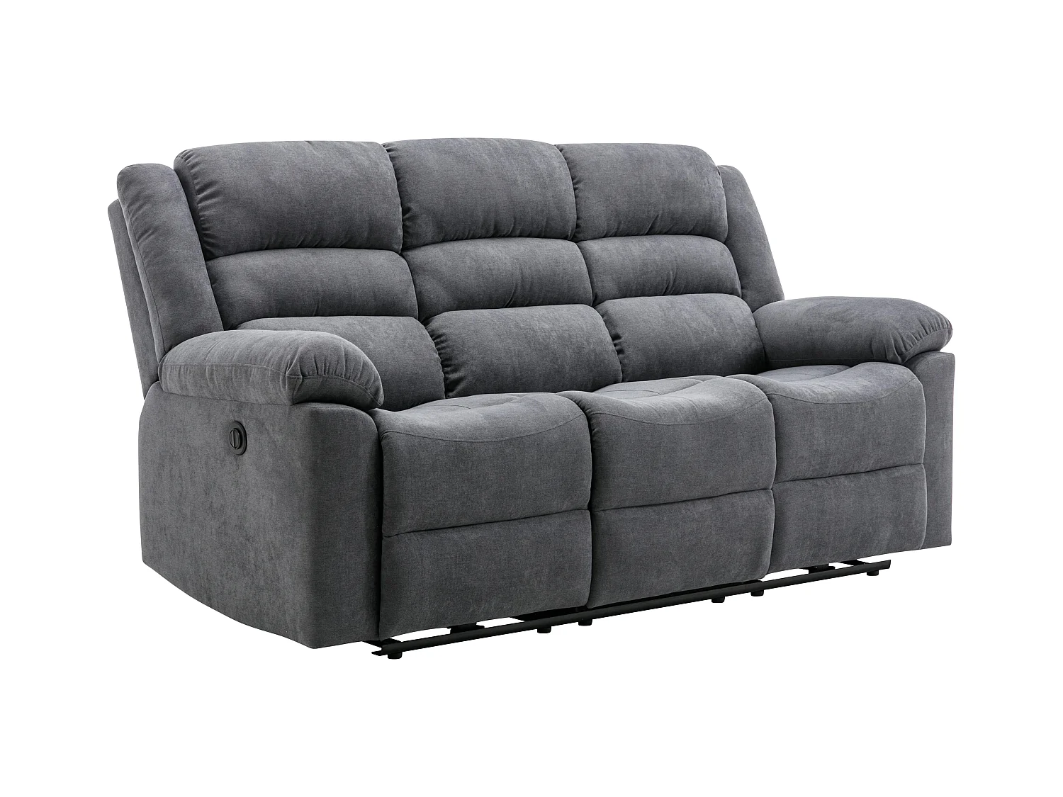 Driedelige elektrische relaxbank van grijze stoffen bekleding BUROLO