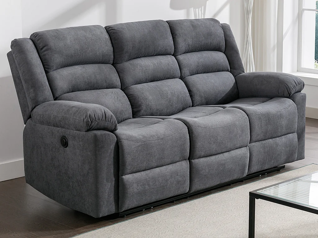 Relaxsofa 3-Sitzer elektrisch - Stoff - Grau - BUROLO