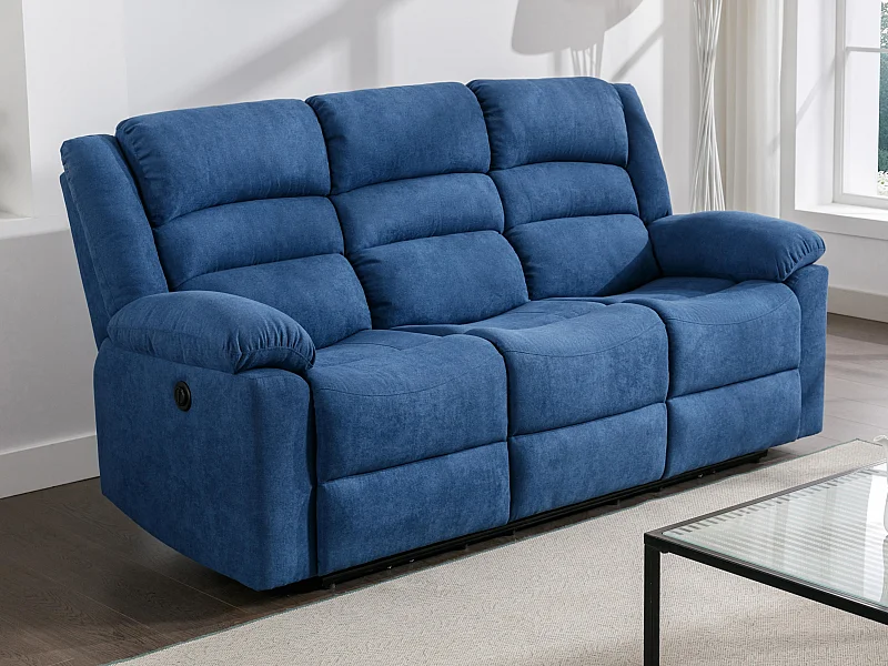 Relaxsofa 3-Sitzer elektrisch - Stoff - Blau - BUROLO
