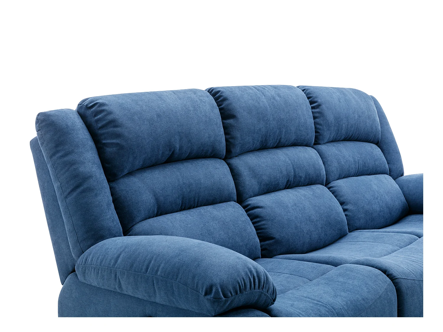 Canapé 3 places relax électrique en tissu bleu BUROLO