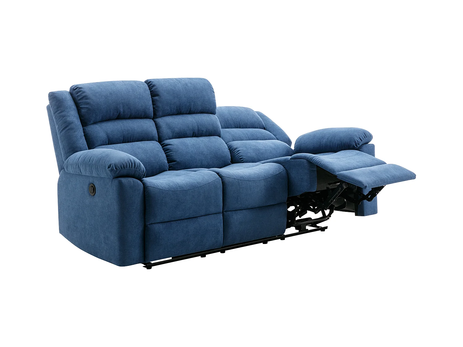 Canapé 3 places relax électrique en tissu bleu BUROLO