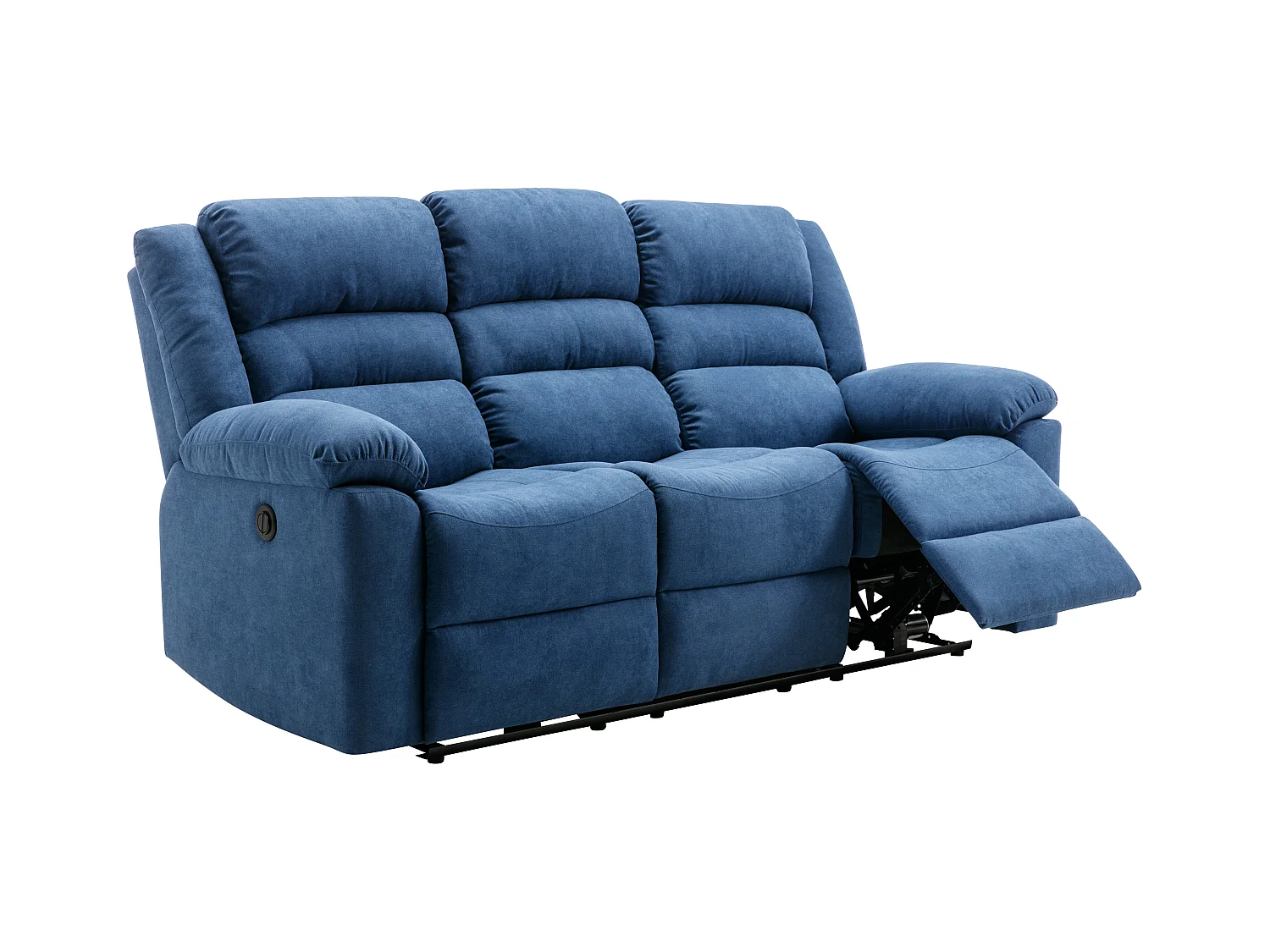 Canapé 3 places relax électrique en tissu bleu BUROLO