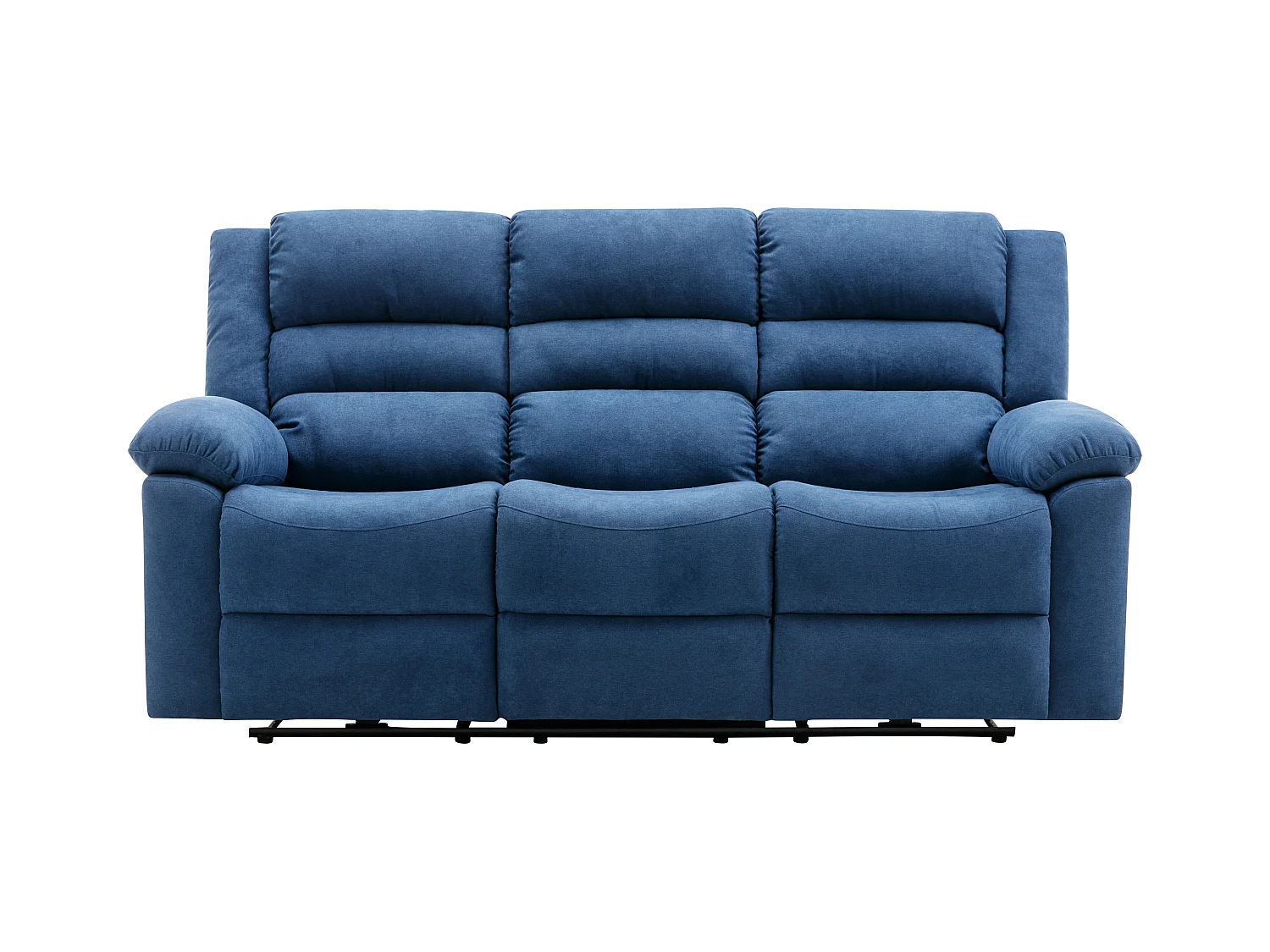 Canapé 3 places relax électrique en tissu bleu BUROLO