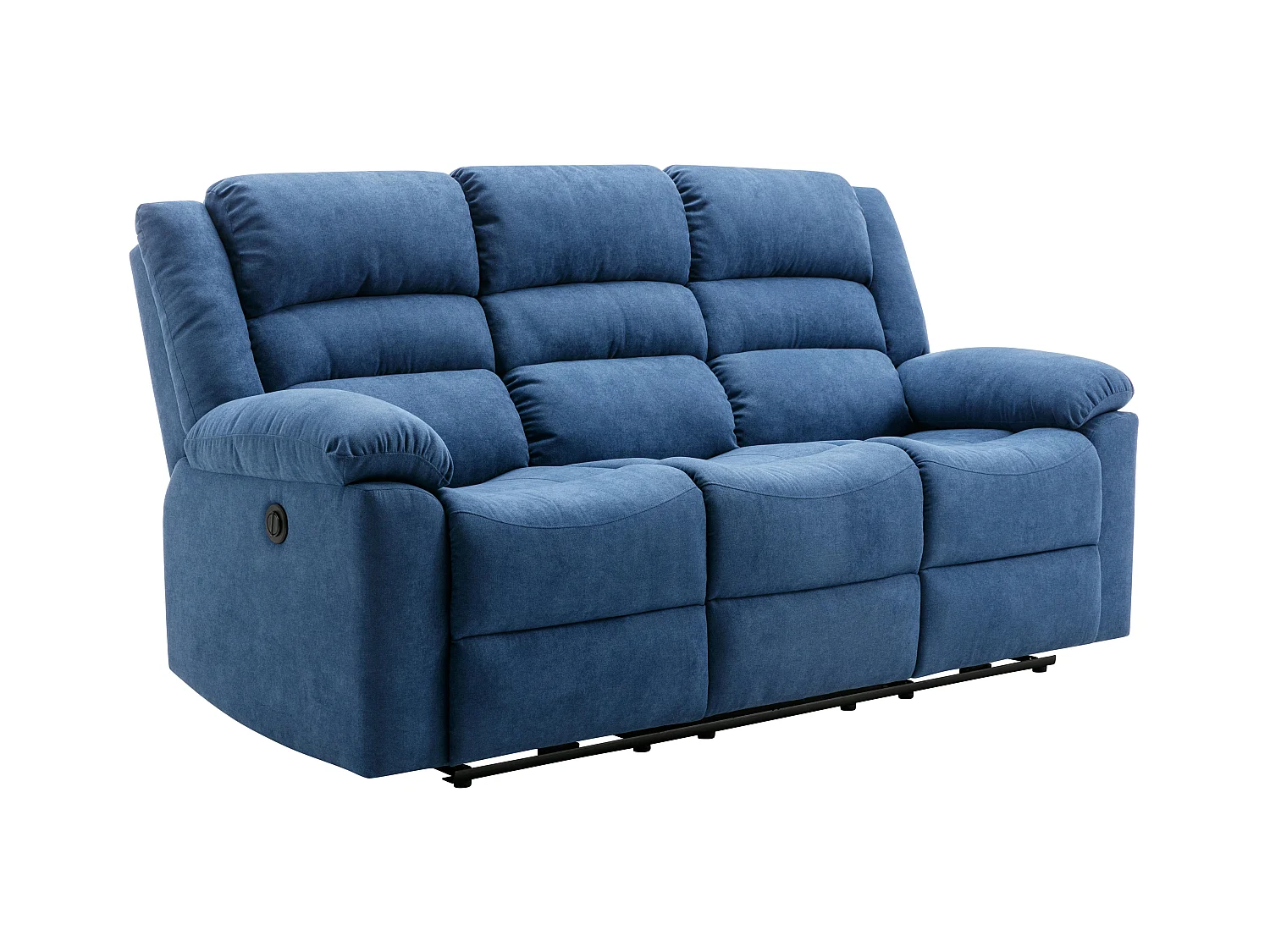 Canapé 3 places relax électrique en tissu bleu BUROLO