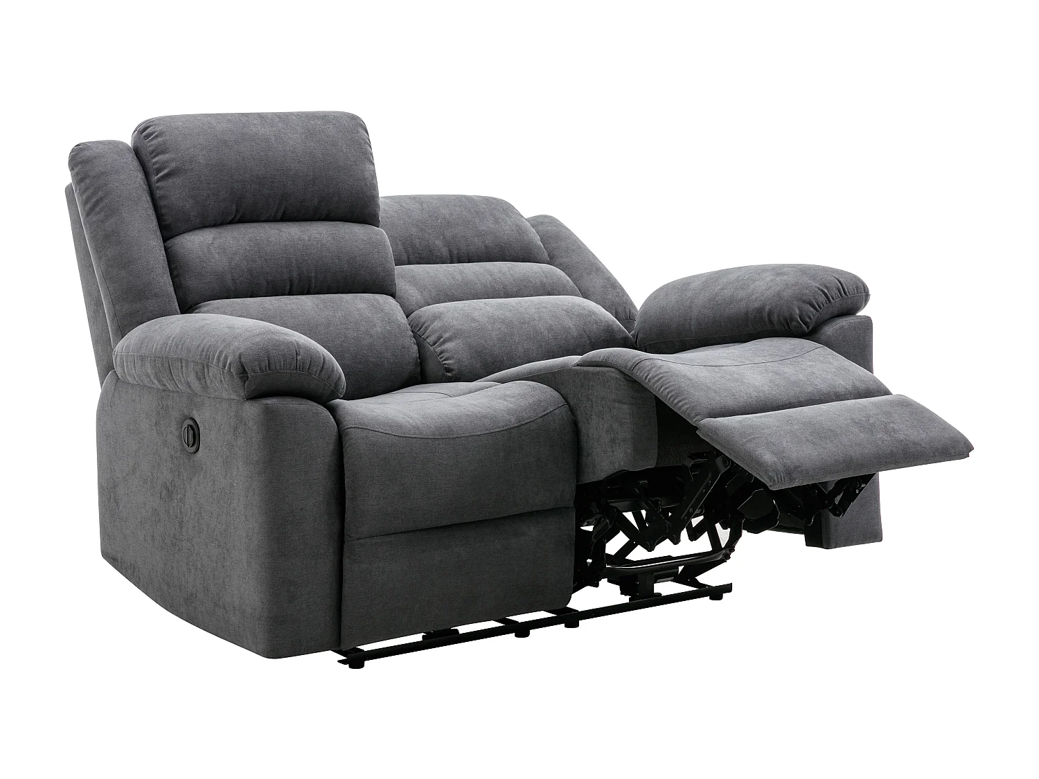 Elektrische tweezits-relaxbank van grijze stoffen bekleding BUROLO
