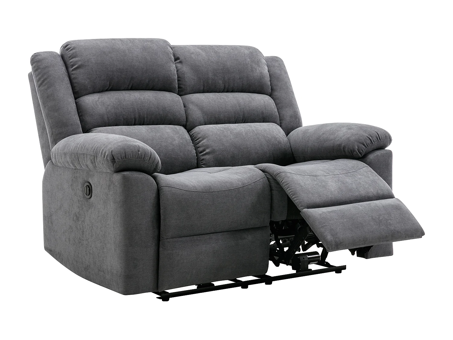 Elektrische tweezits-relaxbank van grijze stoffen bekleding BUROLO